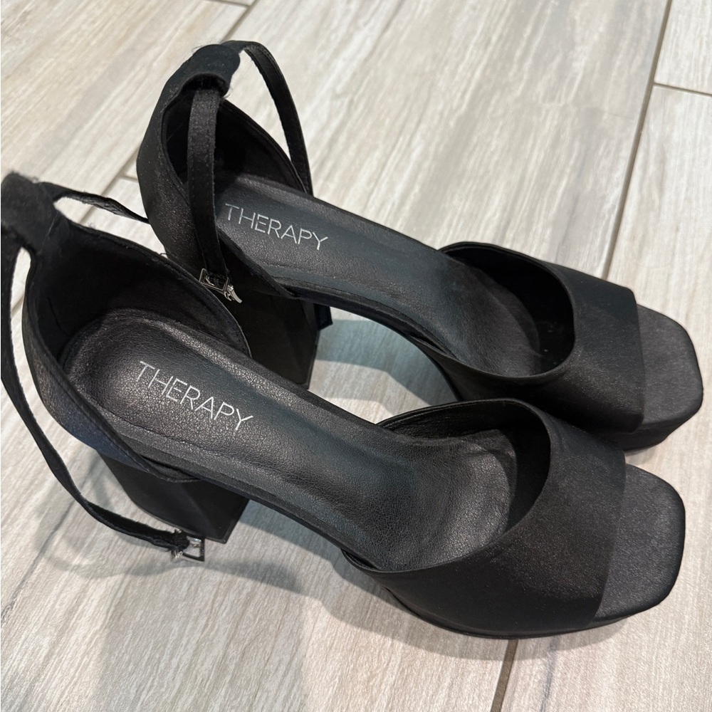 Therapy Black Strappy Heels